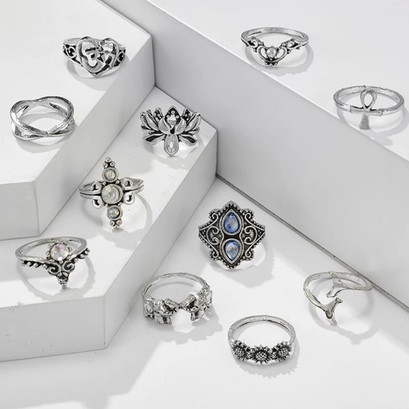 Silver Bohemian Ring Set - Picture 4 of 7